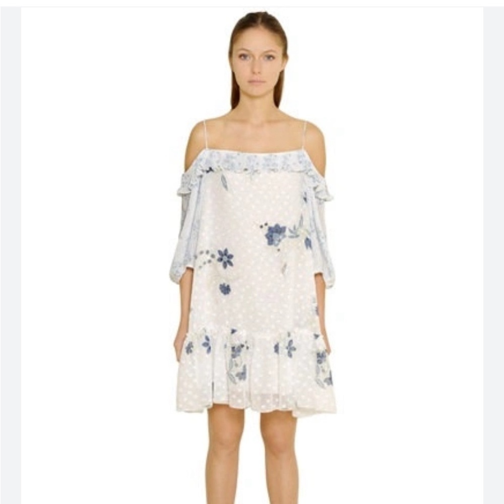 Chloe Floral and Polka Dot Georgette Dress